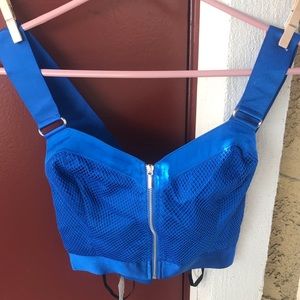 Royal Blue Bebe Mesh Crop Top